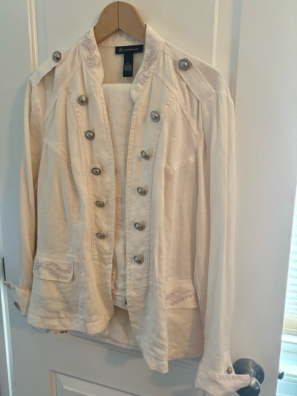 Bliss Cream Military-Style Button Front Blazer